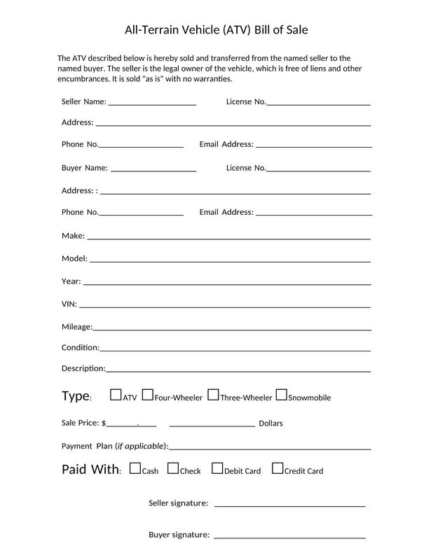 California Motorcycle Proof Of Sale Template